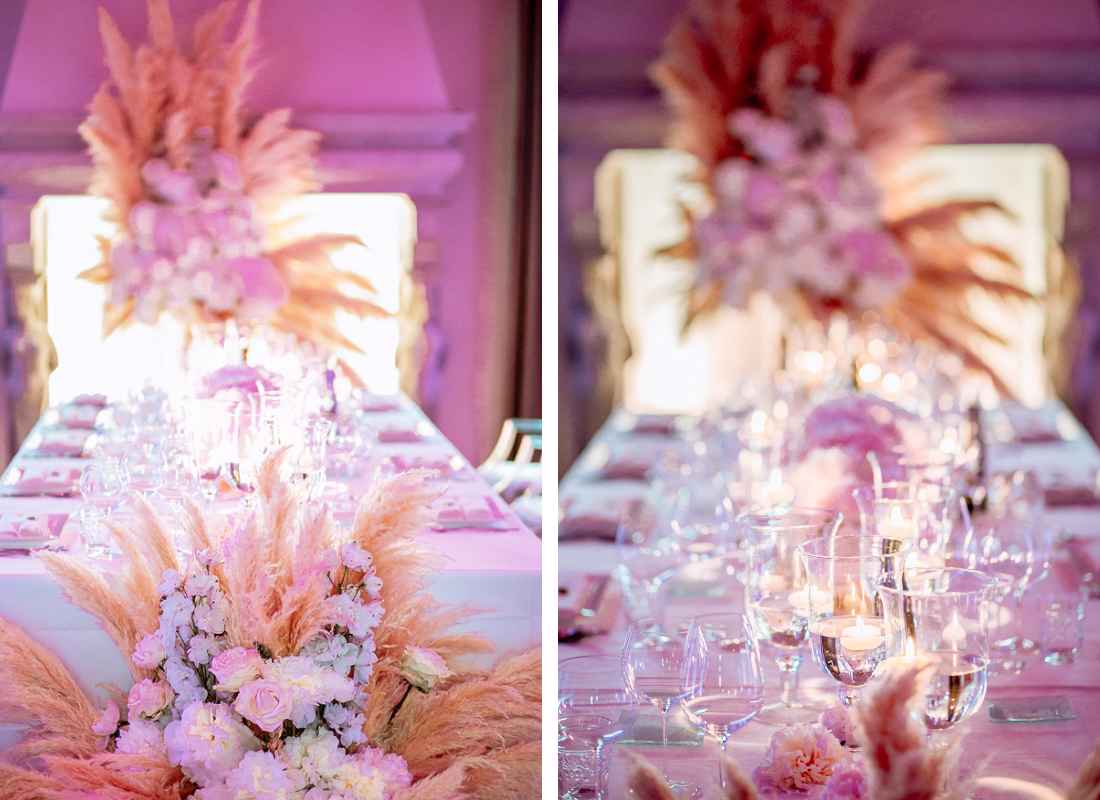 Organizatorka porok Petra Starbek pripravlja luksuzna poročno omizje iz pampaške trave, pastelnega cvetja ter imenskih kartic z žigom