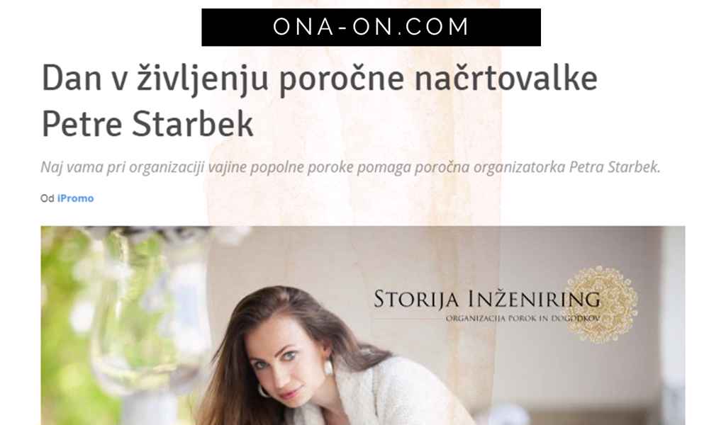 Dan v življenju načrtovalke porok Petre Starbek iz poročne agencije Storija weddings