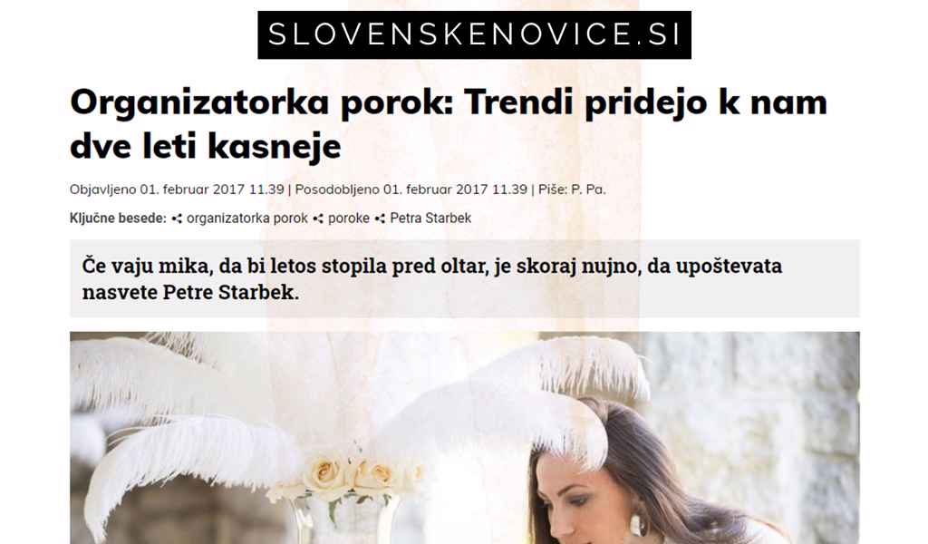 Poročni trendi pridejo v Slovenijo z zamudo.